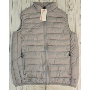 Alpine Swiss Womens Puffer Vest Lightweight Packable Full Zip Gray Size M New